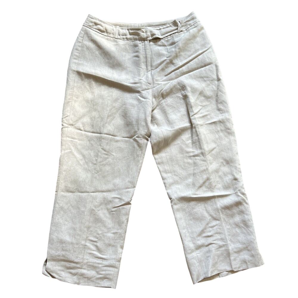 Vintage David N. Fully Lined Ivy Linen Blend Cropped Pants Women Sz 10 Nautical